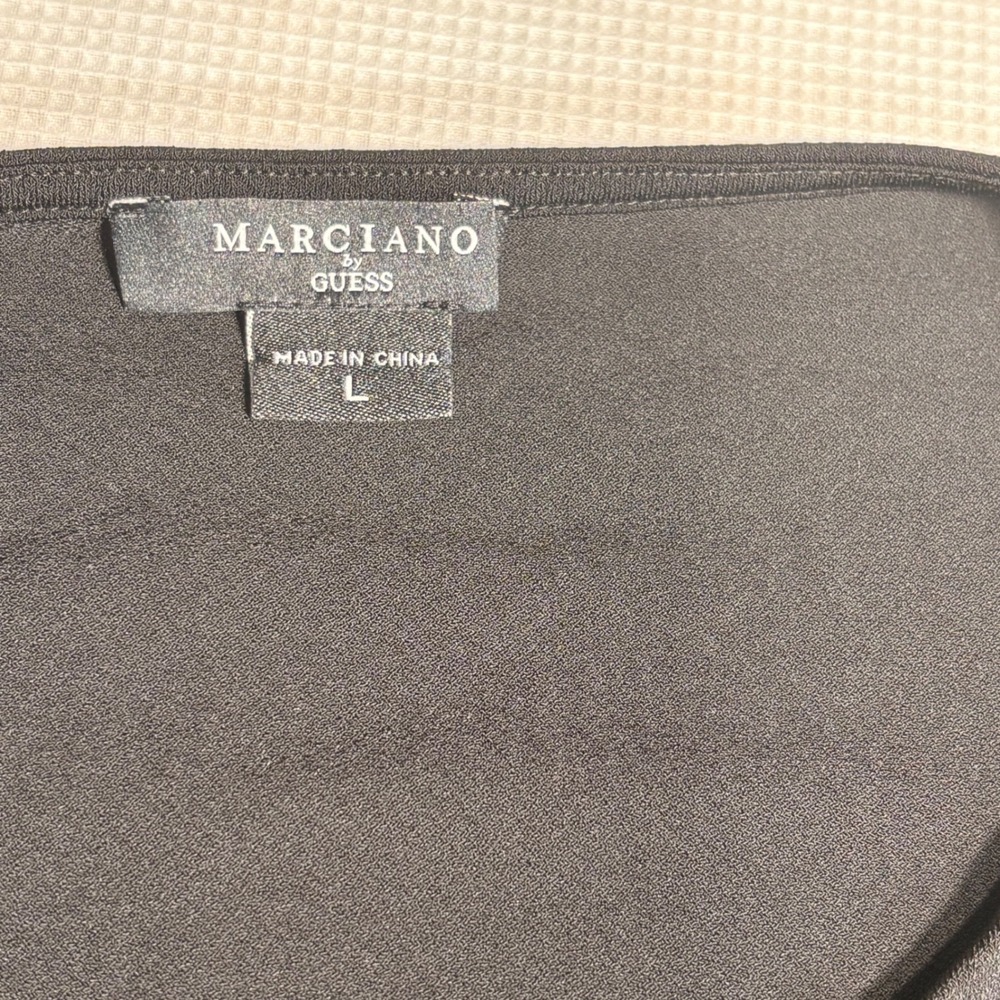 Marciano by Guess Amelia Crew Neck SL Top Jet Black Twisted Knot Ruched NWT L - Picture 4 of 7